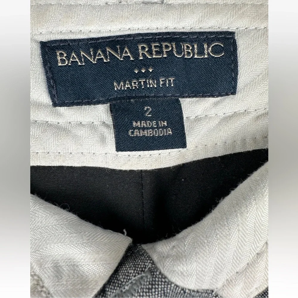 Banana Republic Women's Sz 2 Gray Martin Fit Wide Leg Trousers Linen Blend Pants